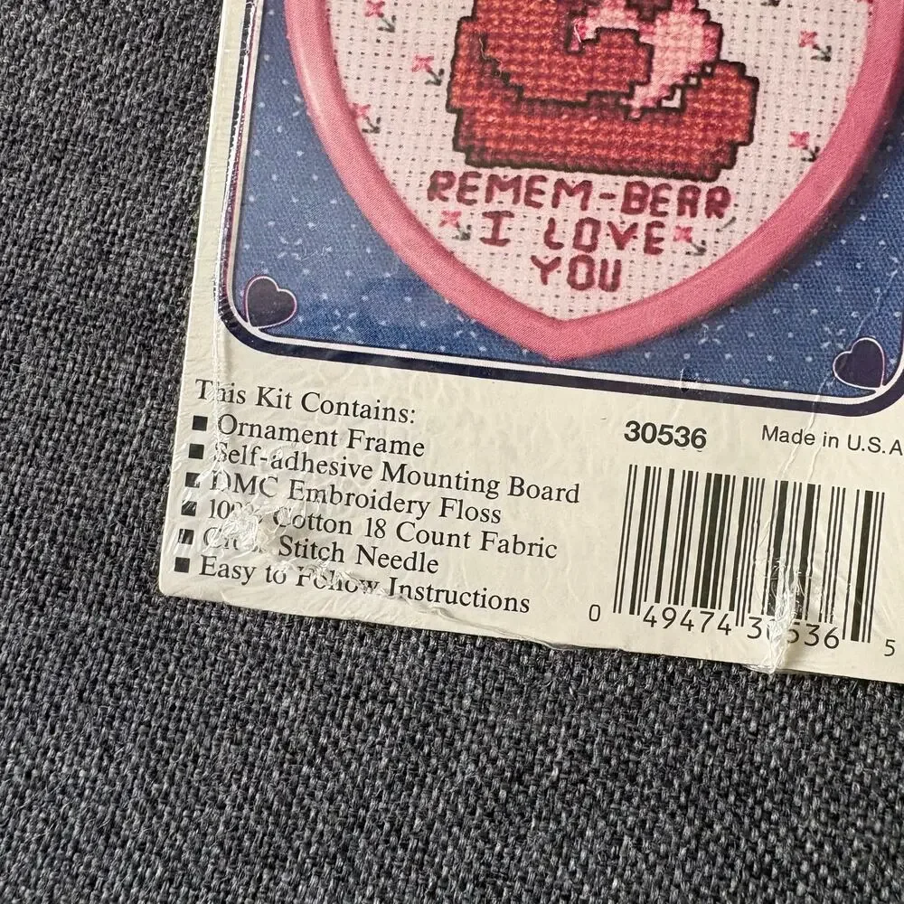 Remem-bear I Love You Bear Vintage Counted Cross Stitch Kit by New Berlin Co.